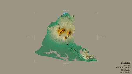 Area of UsulutÃ¡n, department of El Salvador, isolated on a solid background in a georeferenced...