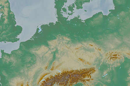 Extended area of Germany. Topographic relief map. 3D renderingの写真素材