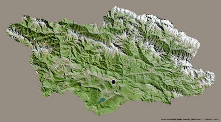 Shape of Racha-Lechkhumi-Kvemo Svaneti, region of Georgia, with its capital isolated on a solid...