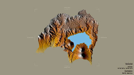 Area of SololÃ¡, department of Guatemala, isolated on a solid background in a georeferenced...