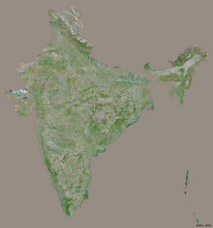 Shape of India with its capital isolated on a solid color background. Satellite imagery. 3D renderingの写真素材
