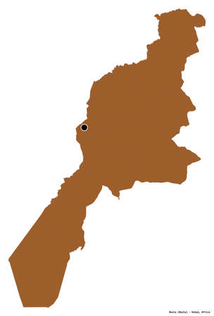 Shape of Busia, county of Kenya, with its capital isolated on white background. Composition of patterned textures. 3D renderingの写真素材