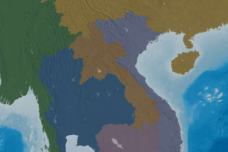Extended area of Laos. Colored elevation map. 3D renderingの写真素材