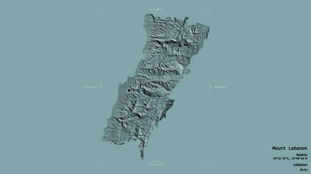 Area of Mount Lebanon, governorate of Lebanon, isolated on a solid background in a georeferenced...