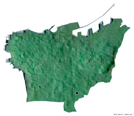 Shape of Beirut, governorate of Lebanon, with its capital isolated on white background. Topographic relief map. 3D renderingの写真素材