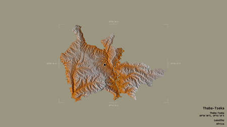 Area of Thaba-Tseka, district of Lesotho, isolated on a solid background in a georeferenced bounding...