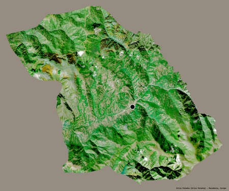 Shape of Kriva Palanka, municipality of Macedonia, with its capital isolated on a solid color...
