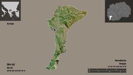 Shape of Ohrid, municipality of Macedonia, and its capital. Distance scale, previews and labels....