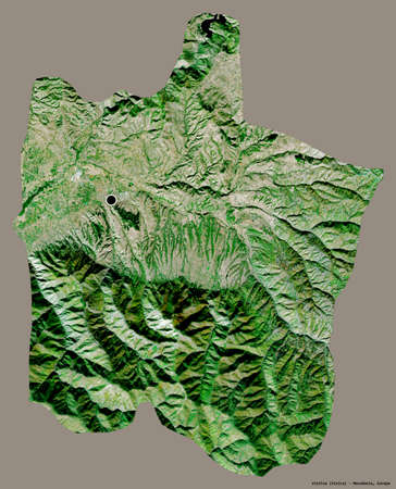 Shape of Vinitsa, municipality of Macedonia, with its capital isolated on a solid color background. Satellite imagery. 3D renderingの写真素材