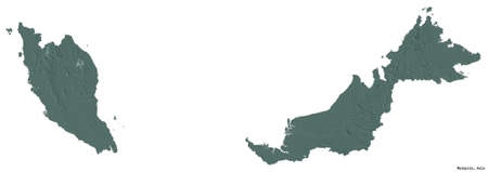 Shape of Malaysia with its capital isolated on white background. Colored elevation map. 3D renderingの写真素材