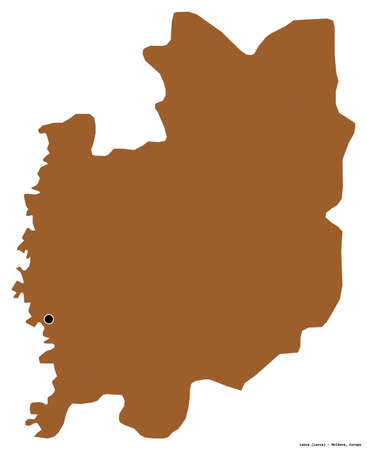 Shape of Leova, district of Moldova, with its capital isolated on white background. Composition of patterned textures. 3D renderingの写真素材