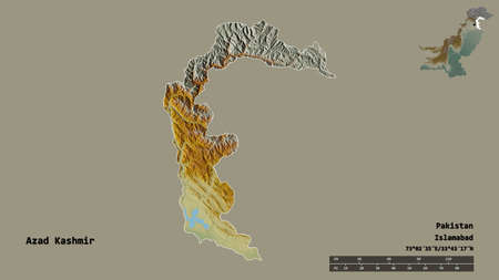 Shape of Azad Kashmir, centrally administered area of Pakistan, with its capital isolated on solid...