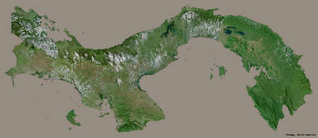 Shape of Panama with its capital isolated on a solid color background. Satellite imagery. 3D renderingの写真素材