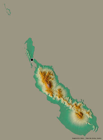 Shape of Bougainville, autonomous region of Papua New Guinea, with its capital isolated on a solid...
