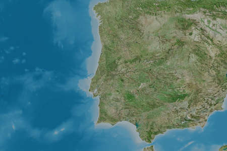 Extended area of Portugal. Satellite imagery. 3D rendering