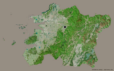 Shape of Jeollabuk-do, province of South Korea, with its capital isolated on a solid color...