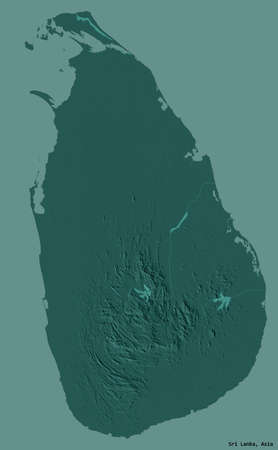 Shape of Sri Lanka with its capital isolated on a solid color background. Colored elevation map. 3D renderingの写真素材