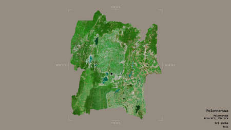 Area of Polonnaruwa, district of Sri Lanka, isolated on a solid background in a georeferenced...