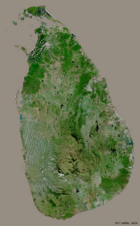 Shape of Sri Lanka with its capital isolated on a solid color background. Satellite imagery. 3D renderingの写真素材