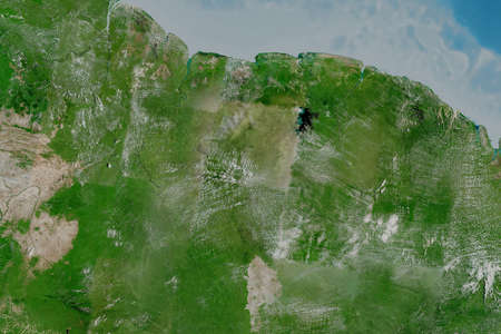 Extended area of Suriname. Satellite imagery. 3D rendering