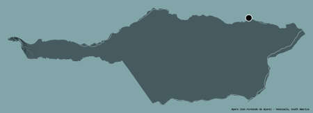 Shape of Apure, state of Venezuela, with its capital isolated on a solid color background. Colored elevation map. 3D renderingの写真素材