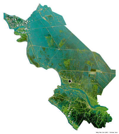Shape of Äá»ng ThÃ¡p, province of Vietnam, with its capital isolated on white background. Satellite imagery. 3D renderingの写真素材