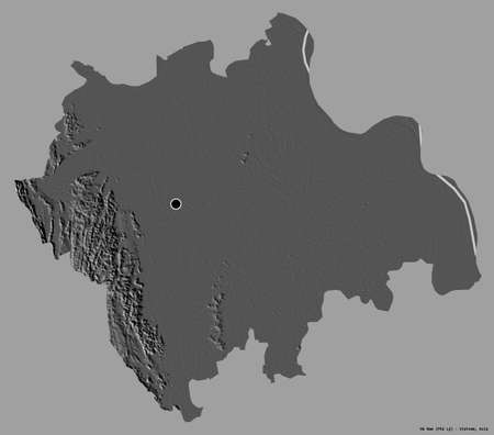 Shape of HÃ  Nam, province of Vietnam, with its capital isolated on a solid color background. Bilevel elevation map. 3D renderingの写真素材