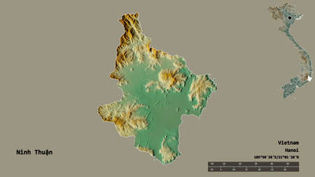 Shape of Ninh Thuáº­n, province of Vietnam, with its capital isolated on solid background....