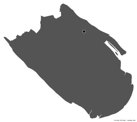 Shape of TrÃ  Vinh, province of Vietnam, with its capital isolated on white background. Bilevel elevation map. 3D renderingの写真素材