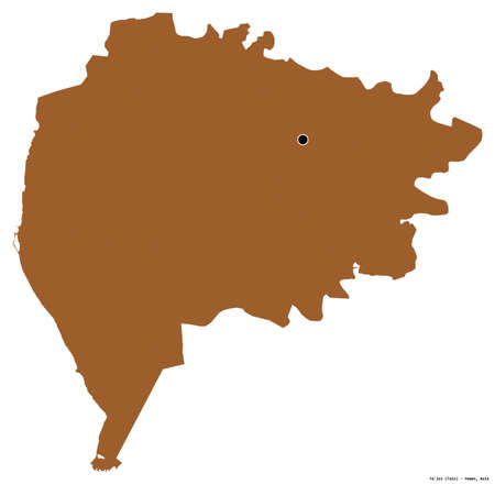 Shape of Ta`izz, governorate of Yemen, with its capital isolated on white background. Composition of patterned textures. 3D renderingの写真素材