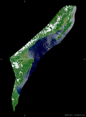 Aurora, province of Philippines. Sentinel-2 satellite imagery. Shape isolated on black. Description,...
