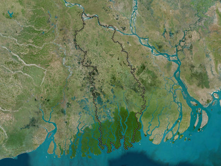 Khulna, division of Bangladesh. High resolution satellite mapの写真素材