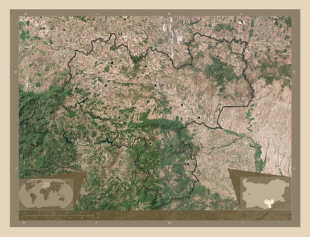 Haskovo, province of Bulgaria. High resolution satellite map. Locations of major cities of the...