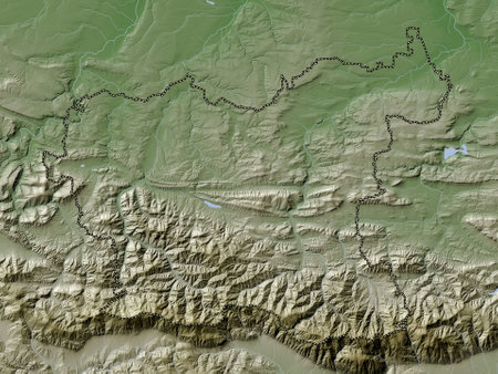 Lovech, province of Bulgaria. Elevation map colored in wiki style with lakes and riversの写真素材