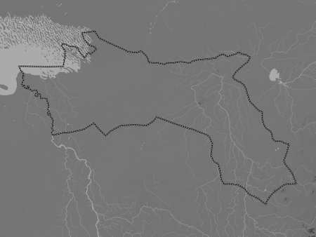 Hadjer-Lamis, region of Chad. Grayscale elevation map with lakes and riversの写真素材