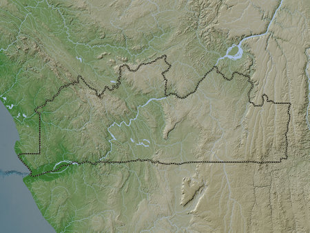 Kongo-Central, province of Democratic Republic of the Congo. Elevation map colored in wiki style with lakes and riversの写真素材