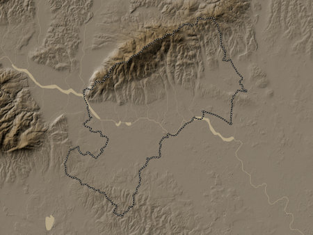 Grad Zagreb, city of Croatia. Elevation map colored in sepia tones with lakes and riversの写真素材