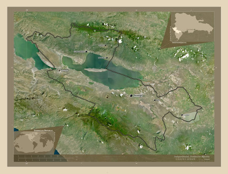 Independencial, province of Dominican Republic. High resolution satellite map. Locations and names...