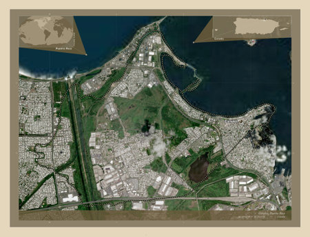 Catano, municipality of Puerto Rico. High resolution satellite maps. Locations and names of major...