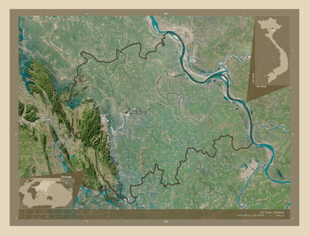 HaNam, province of Vietnam. High resolution satellite maps. Locations and names of major cities of the region. Corner auxiliary location mapsの写真素材