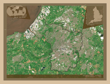 City of Bristol, unitary authority of England - Great Britain. Low resolution satellite maps....