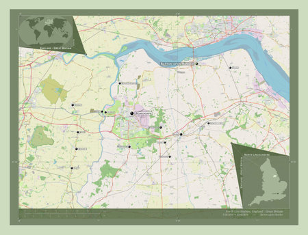 North Lincolnshire, unitary authority of England - Great Britain. Open Street Map. Locations and...