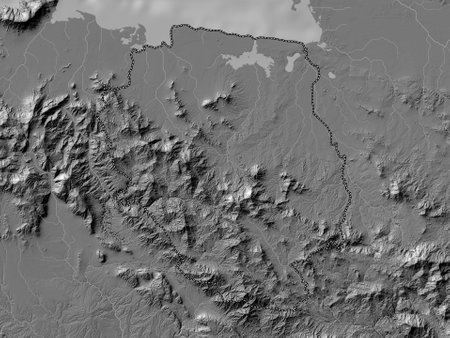 Nord-Est, department of Haiti. Bilevel elevation map with lakes and riversの写真素材