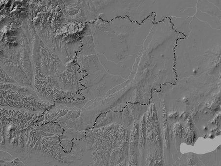 Vas, county of Hungary. Bilevel elevation map with lakes and riversの写真素材
