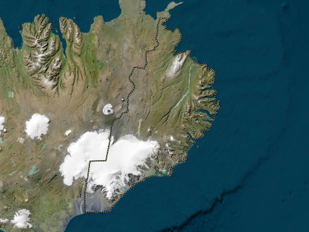 Austurland, region of Iceland. Low resolution satellite mapsの写真素材