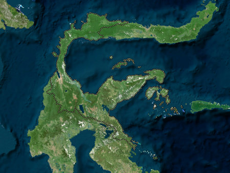 Sulawesi Tengah, province of Indonesia. High resolution satellite mapsの写真素材
