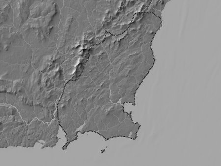 Wexford, County of Ireland. Bilevel elevation map with lakes and riversの写真素材