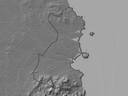Dublin, county of Ireland. Bilevel elevation map with lakes and riversの写真素材