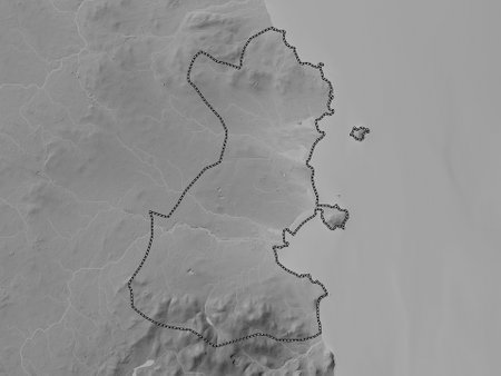 Dublin, county of Ireland. Grayscale elevation map with lakes and riversの写真素材