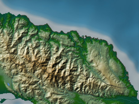 Portland, parish of Jamaica. Colored elevation map with lakes and riversの写真素材